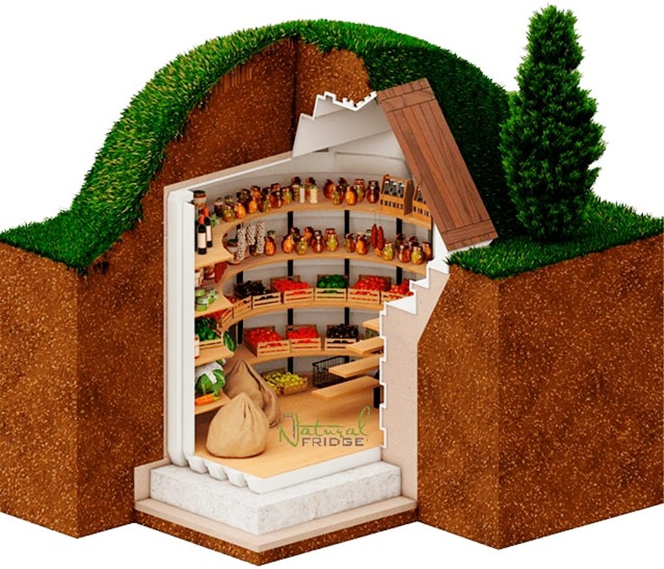 Gartenkeller, Speisekammer, Unterstand, Unterstand 2,0 m x 1,75 m mit schrägem Eingang aus Polen – 4 Regalreihen   – Maße 200x175 cm  – Höhe  🍏 Erdkeller Modell 200x175 Natural Fridge  7.739  EUR inkl. MwSt. , zzgl.  Versandkosten     Angebot