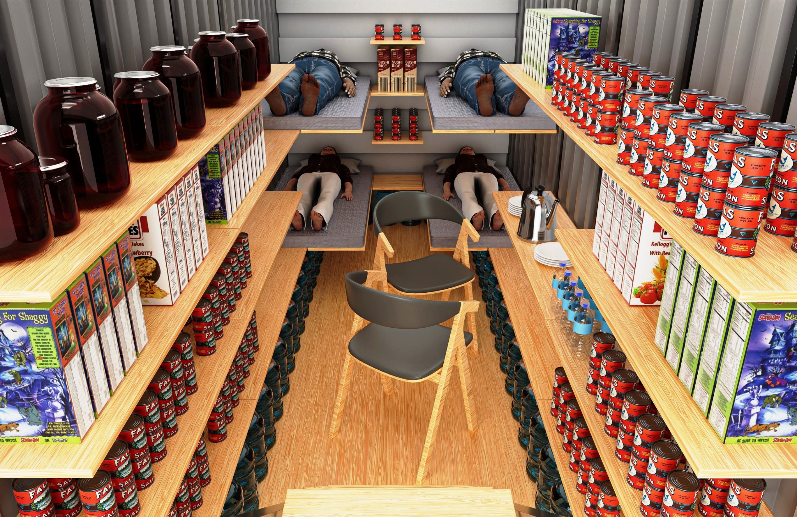 Zivilschutzanlage, Bunker – 4 Schlafplätze und 4 Sitzplätze – oder 12 Sitzplätze – Innenvolumen 18,3 m³   – Robuste Stahltür, 6 mm stark – Natürliche Belüftung – Mechanische  Schutzraum 500 Natural Fridge  23.590  EUR inkl. MwSt. , zzgl.  Versandkosten
